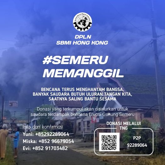 sbmi hong kong galang donasi untuk warga terdampak erupsi gunung semeru 20/09/2024