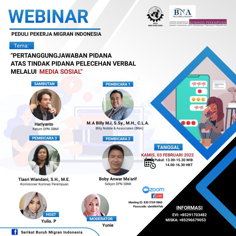 pelecehan seksual melaui medsos makin marak, sbmi hk gelar webinar pertanggungjawaban pidana pelecehan verbal 20/09/2024