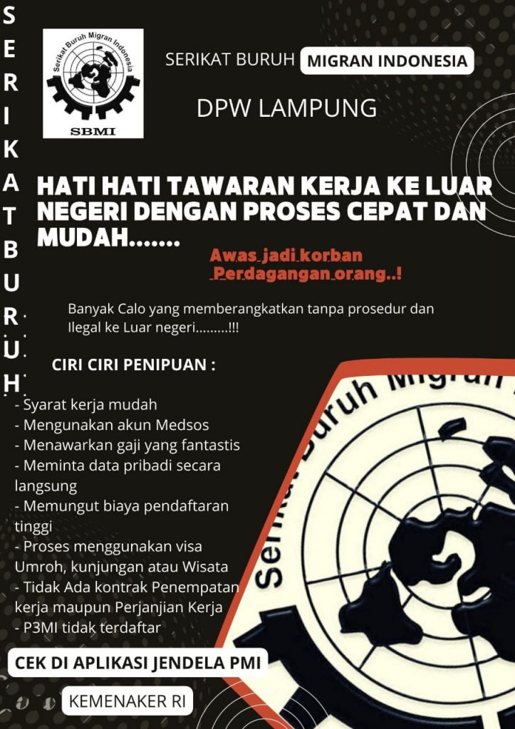 sbmi lampung imbau cpmi waspadai calo dan iklan bekerja ke luar negeri di medsos 18/10/2024