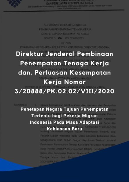 Keputusan Ditjen Binapenta & PKK Nomor 3/20888/PK.02.02/VIII/2020