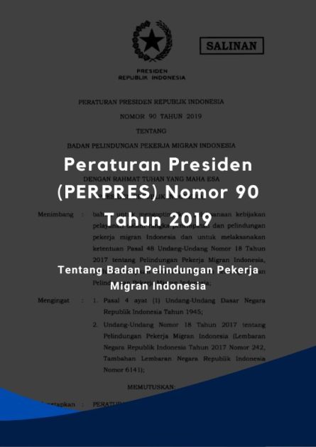 Peraturan Presiden (PERPRES) Nomor 90 Tahun 2019